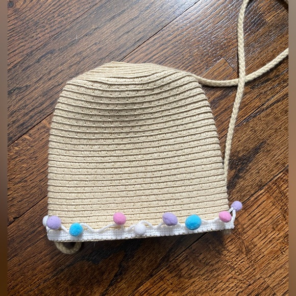 Crossbody Bag Kid Purse Woven PomPom accents Cream Pastel Pink Blue White Purple - Picture 4 of 10